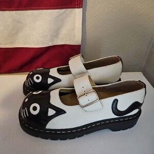 Anarchic by T.U.K The Original  Black and White Kitty Mary Jane Style T2006